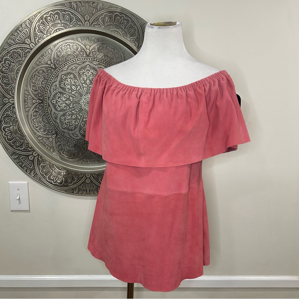 AS by DF Pink Leather Strapless Top Size : Medium - Picture 1 of 10